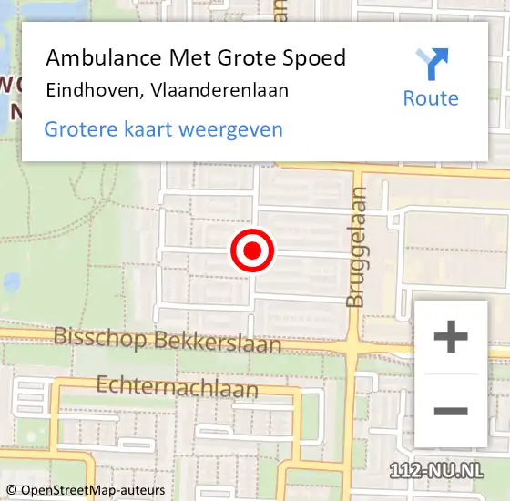 Locatie op kaart van de 112 melding: Ambulance Met Grote Spoed Naar Eindhoven, Vlaanderenlaan op 19 november 2018 16:23