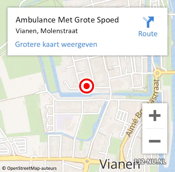 Locatie op kaart van de 112 melding: Ambulance Met Grote Spoed Naar Vianen, Molenstraat op 15 maart 2014 04:15