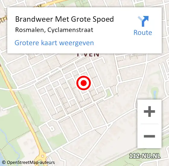 Locatie op kaart van de 112 melding: Brandweer Met Grote Spoed Naar Rosmalen, Cyclamenstraat op 19 november 2018 16:26