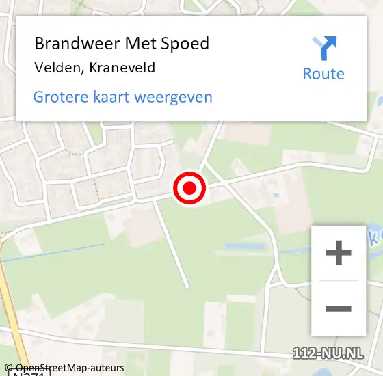 Locatie op kaart van de 112 melding: Brandweer Met Spoed Naar Velden, Kraneveld op 19 november 2018 16:49