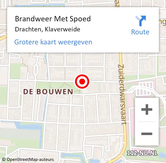 Locatie op kaart van de 112 melding: Brandweer Met Spoed Naar Drachten, Klaverweide op 19 november 2018 17:40