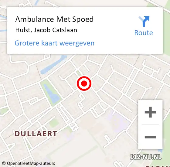 Locatie op kaart van de 112 melding: Ambulance Met Spoed Naar Hulst, Jacob Catslaan op 19 november 2018 17:58