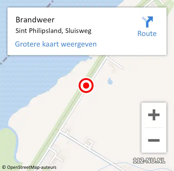 Locatie op kaart van de 112 melding: Brandweer Sint Philipsland, Sluisweg op 19 november 2018 19:15