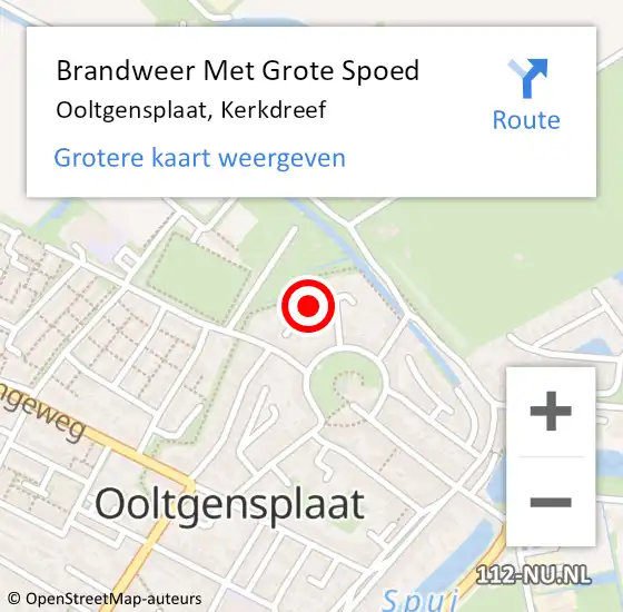 Locatie op kaart van de 112 melding: Brandweer Met Grote Spoed Naar Ooltgensplaat, Kerkdreef op 19 november 2018 20:31