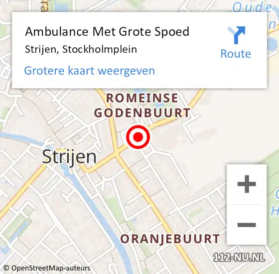 Locatie op kaart van de 112 melding: Ambulance Met Grote Spoed Naar Strijen, Stockholmplein op 19 november 2018 22:16