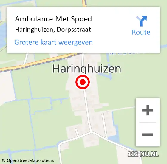 Locatie op kaart van de 112 melding: Ambulance Met Spoed Naar Haringhuizen, Dorpsstraat op 19 november 2018 23:08