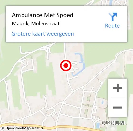 Locatie op kaart van de 112 melding: Ambulance Met Spoed Naar Maurik, Molenstraat op 20 november 2018 01:08