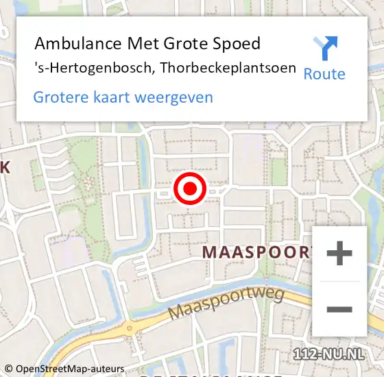 Locatie op kaart van de 112 melding: Ambulance Met Grote Spoed Naar 's-Hertogenbosch, Thorbeckeplantsoen op 20 november 2018 06:22
