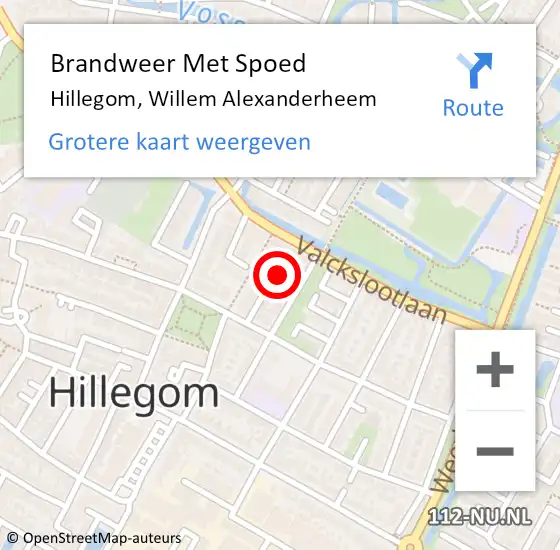 Locatie op kaart van de 112 melding: Brandweer Met Spoed Naar Hillegom, Willem Alexanderheem op 15 maart 2014 07:12