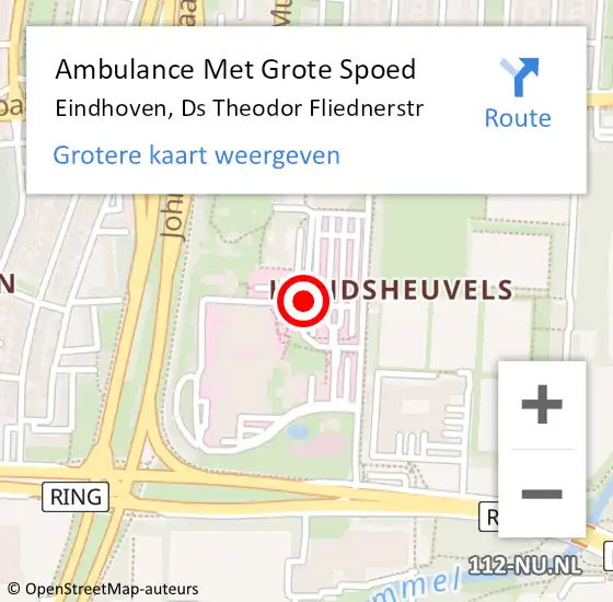 Locatie op kaart van de 112 melding: Ambulance Met Grote Spoed Naar Eindhoven, Ds Theodor Fliednerstr op 20 november 2018 07:52