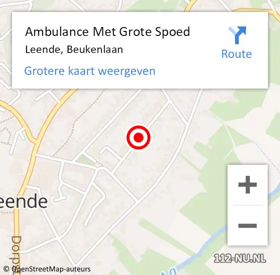 Locatie op kaart van de 112 melding: Ambulance Met Grote Spoed Naar Leende, Beukenlaan op 20 november 2018 08:02