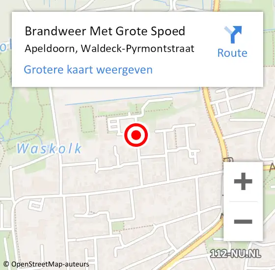 Locatie op kaart van de 112 melding: Brandweer Met Grote Spoed Naar Apeldoorn, Waldeck-Pyrmontstraat op 20 november 2018 08:12