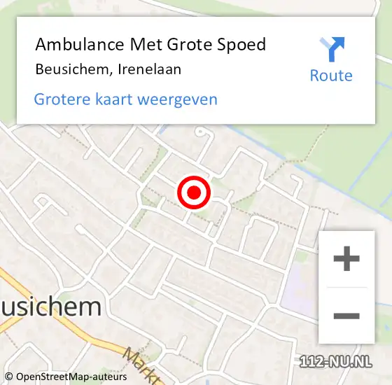 Locatie op kaart van de 112 melding: Ambulance Met Grote Spoed Naar Beusichem, Irenelaan op 20 november 2018 08:44