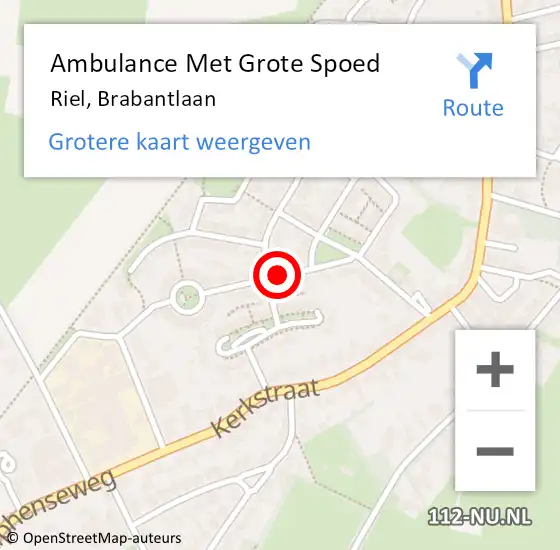 Locatie op kaart van de 112 melding: Ambulance Met Grote Spoed Naar Riel, Brabantlaan op 20 november 2018 08:53