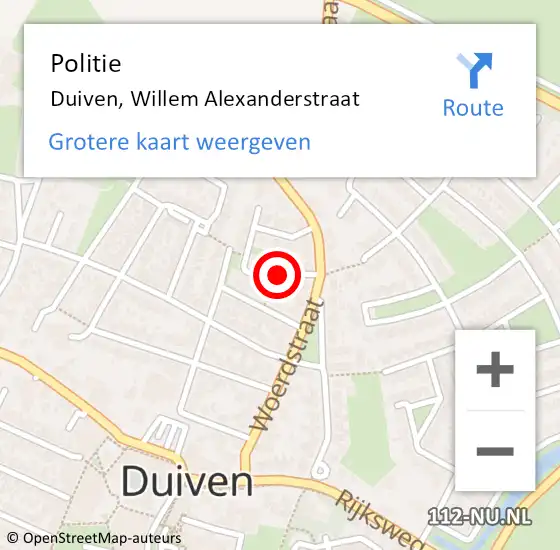 Locatie op kaart van de 112 melding: Politie Duiven, Willem Alexanderstraat op 20 november 2018 10:02