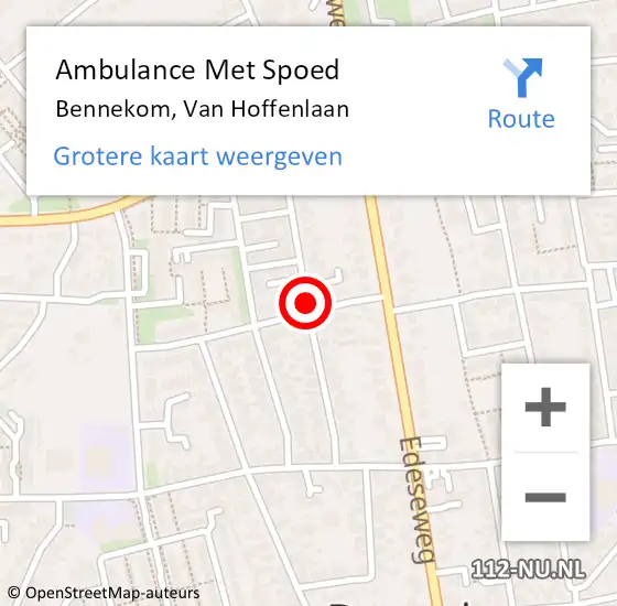 Locatie op kaart van de 112 melding: Ambulance Met Spoed Naar Bennekom, Van Hoffenlaan op 20 november 2018 10:03