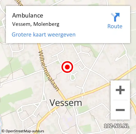 Locatie op kaart van de 112 melding: Ambulance Vessem, Molenberg op 20 november 2018 10:07