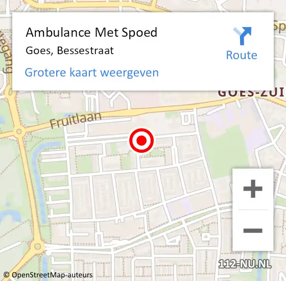 Locatie op kaart van de 112 melding: Ambulance Met Spoed Naar Goes, Bessestraat op 20 november 2018 11:49