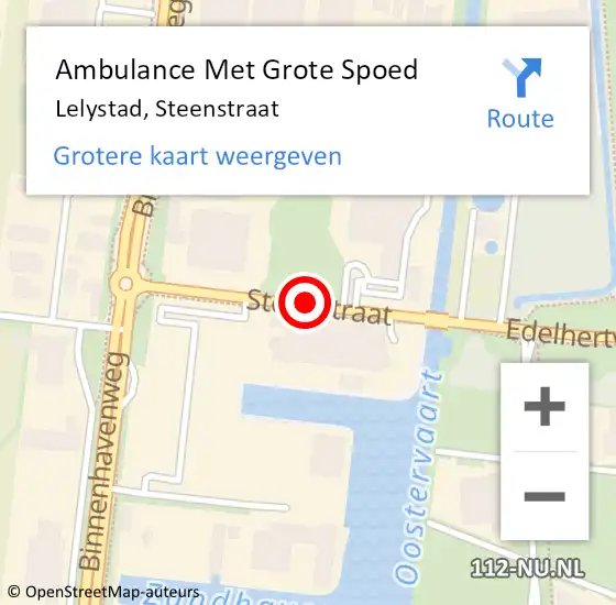 Locatie op kaart van de 112 melding: Ambulance Met Grote Spoed Naar Lelystad, Steenstraat op 20 november 2018 12:26