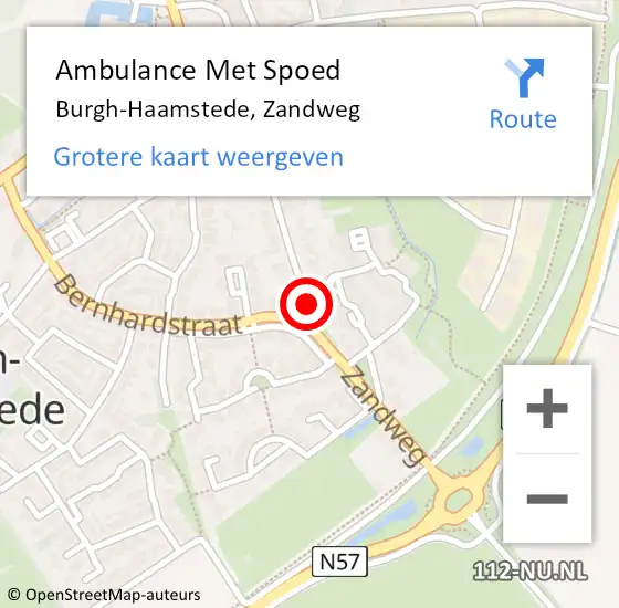 Locatie op kaart van de 112 melding: Ambulance Met Spoed Naar Burgh-Haamstede, Zandweg op 20 november 2018 13:19