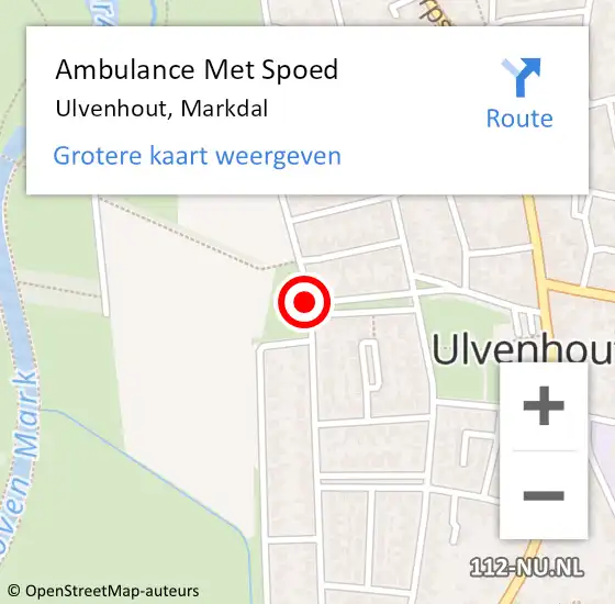 Locatie op kaart van de 112 melding: Ambulance Met Spoed Naar Ulvenhout, Markdal op 20 november 2018 14:03