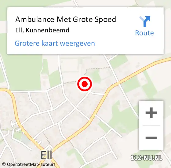 Locatie op kaart van de 112 melding: Ambulance Met Grote Spoed Naar Ell, Kunnenbeemd op 20 november 2018 15:02
