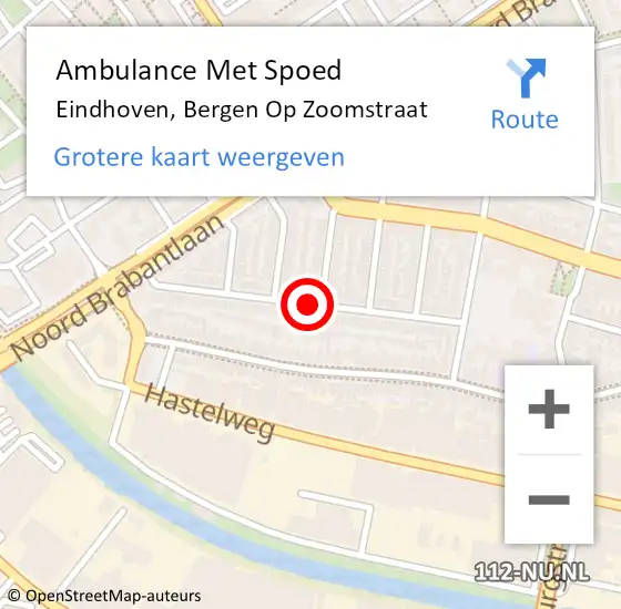 Locatie op kaart van de 112 melding: Ambulance Met Spoed Naar Eindhoven, Bergen Op Zoomstraat op 20 november 2018 17:35