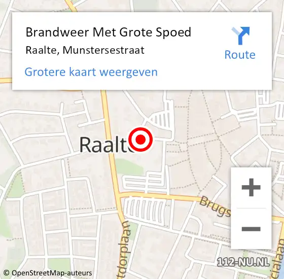 Locatie op kaart van de 112 melding: Brandweer Met Grote Spoed Naar Raalte, Munstersestraat op 20 november 2018 19:03