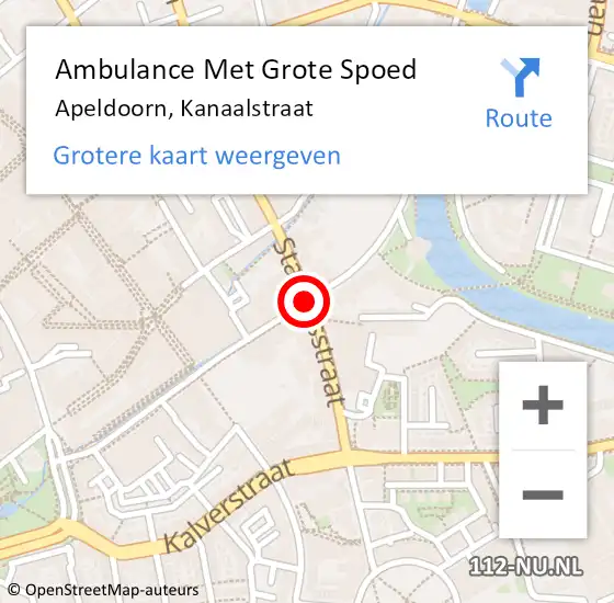 Locatie op kaart van de 112 melding: Ambulance Met Grote Spoed Naar Apeldoorn, Kanaalstraat op 20 november 2018 19:11