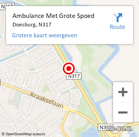 Locatie op kaart van de 112 melding: Ambulance Met Grote Spoed Naar Doesburg, N317 op 20 november 2018 19:40