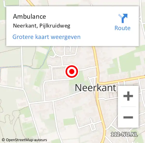 Locatie op kaart van de 112 melding: Ambulance Neerkant, Pijlkruidweg op 20 november 2018 20:05