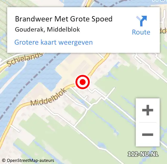 Locatie op kaart van de 112 melding: Brandweer Met Grote Spoed Naar Gouderak, Middelblok op 20 november 2018 21:05