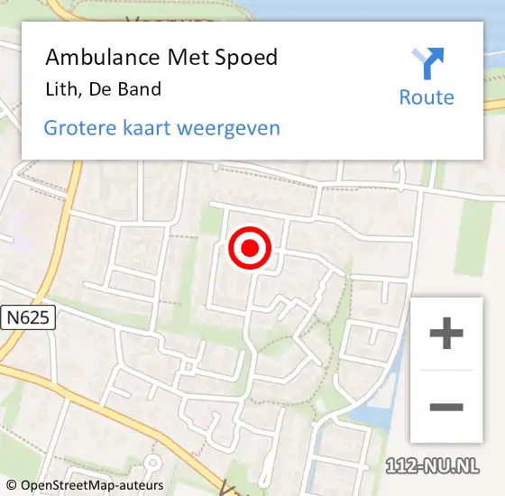 Locatie op kaart van de 112 melding: Ambulance Met Spoed Naar Lith, De Band op 20 november 2018 22:47