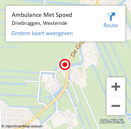 Locatie op kaart van de 112 melding: Ambulance Met Spoed Naar Driebruggen, Westeinde op 15 maart 2014 09:33