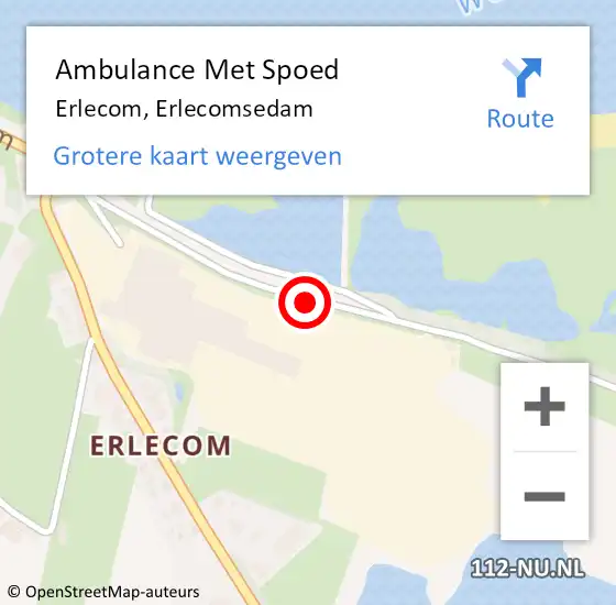 Locatie op kaart van de 112 melding: Ambulance Met Spoed Naar Erlecom, Erlecomsedam op 21 november 2018 00:10