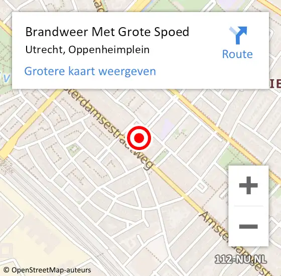 Locatie op kaart van de 112 melding: Brandweer Met Grote Spoed Naar Utrecht, Oppenheimplein op 21 november 2018 01:16