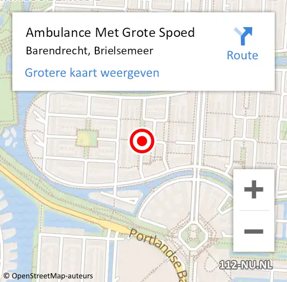 Locatie op kaart van de 112 melding: Ambulance Met Grote Spoed Naar Barendrecht, Brielsemeer op 21 november 2018 02:07