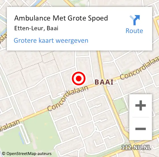 Locatie op kaart van de 112 melding: Ambulance Met Grote Spoed Naar Etten-Leur, Baai op 21 november 2018 03:25