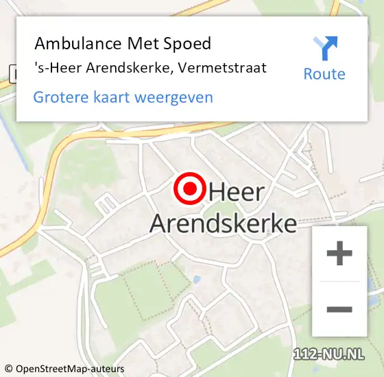 Locatie op kaart van de 112 melding: Ambulance Met Spoed Naar 's-Heer Arendskerke, Vermetstraat op 25 september 2013 13:38