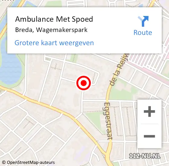 Locatie op kaart van de 112 melding: Ambulance Met Spoed Naar Breda, Wagemakerspark op 21 november 2018 04:30