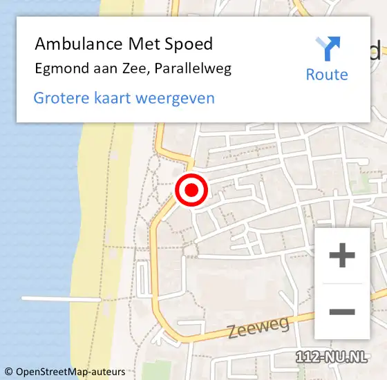 Locatie op kaart van de 112 melding: Ambulance Met Spoed Naar Egmond aan Zee, Parallelweg op 25 september 2013 13:39