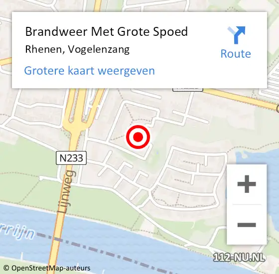 Locatie op kaart van de 112 melding: Brandweer Met Grote Spoed Naar Rhenen, Vogelenzang op 21 november 2018 07:17