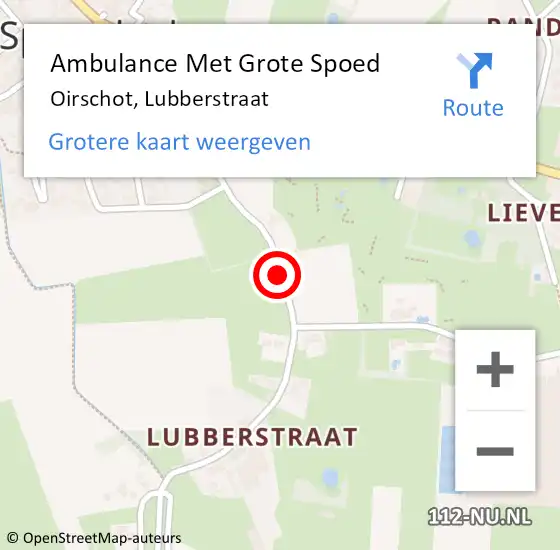 Locatie op kaart van de 112 melding: Ambulance Met Grote Spoed Naar Oirschot, Lubberstraat op 21 november 2018 07:41