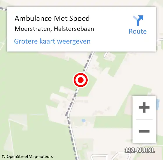 Locatie op kaart van de 112 melding: Ambulance Met Spoed Naar Moerstraten, Halstersebaan op 21 november 2018 08:14