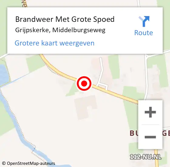 Locatie op kaart van de 112 melding: Brandweer Met Grote Spoed Naar Grijpskerke, Middelburgseweg op 21 november 2018 08:47