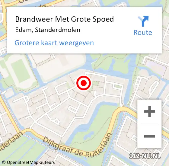 Locatie op kaart van de 112 melding: Brandweer Met Grote Spoed Naar Edam, Standerdmolen op 21 november 2018 08:54