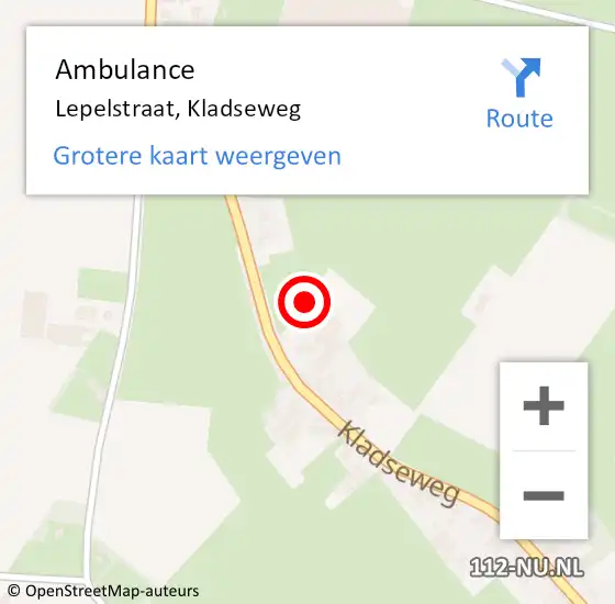 Locatie op kaart van de 112 melding: Ambulance Lepelstraat, Kladseweg op 21 november 2018 09:22