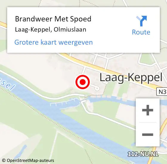 Locatie op kaart van de 112 melding: Brandweer Met Spoed Naar Laag-Keppel, Olmiuslaan op 21 november 2018 10:36