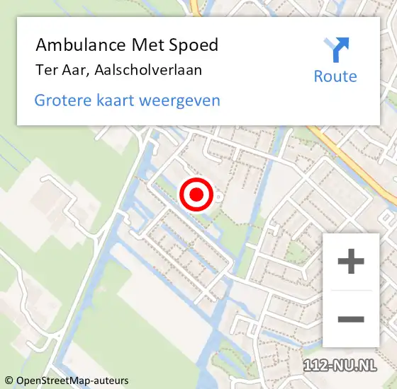 Locatie op kaart van de 112 melding: Ambulance Met Spoed Naar Ter Aar, Aalscholverlaan op 15 maart 2014 10:09