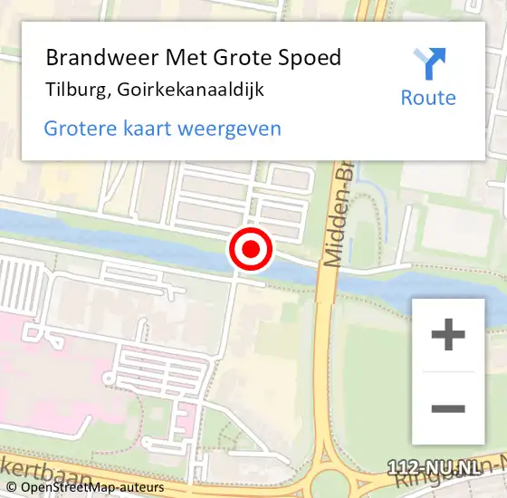 Locatie op kaart van de 112 melding: Brandweer Met Grote Spoed Naar Tilburg, Goirkekanaaldijk op 21 november 2018 11:13
